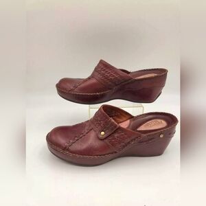 🍂🤎 Clarks Artisan Collection Brown Leather Clogs/Mules - Sz 7